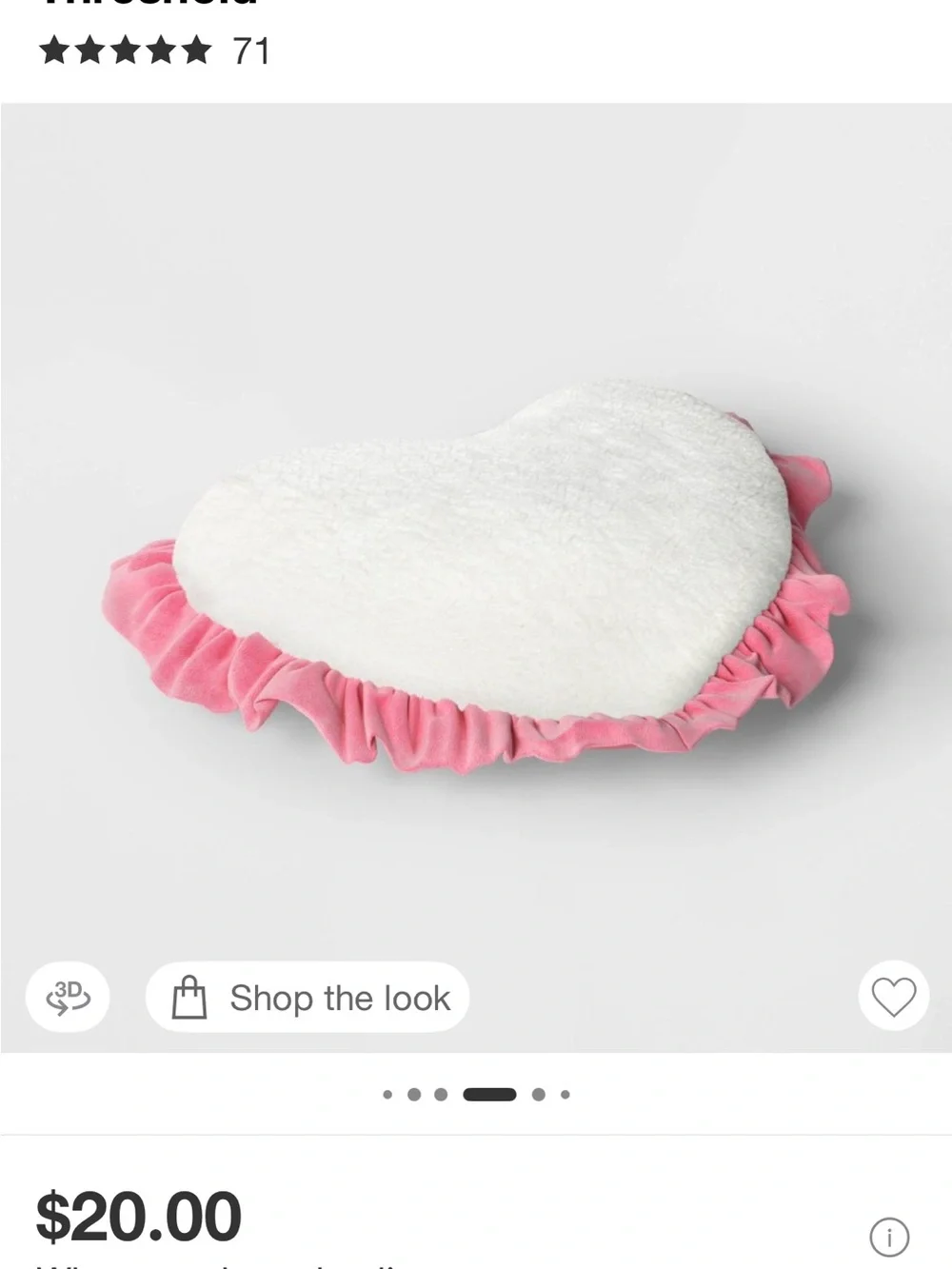 NWOT 💖 Oversized Heart Velvet Pillow with Faux Shearling Reverse Threshold